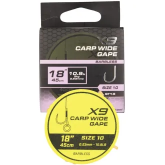 Matrix X9 Carp Wide Gape 45 cm Band Rigs Size 10