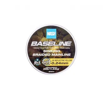 Nash Baseline Sinking Braid UV Yellow 600 m 25 lb 0,24 mm