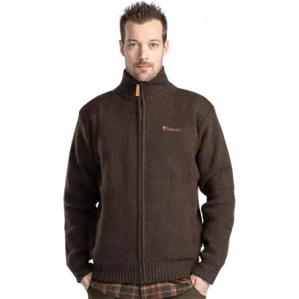 Pinewood Hurricane Full Zip Sweater Dark Brown Melange