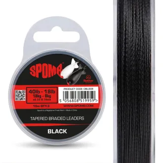 Spomb Tapered Braided Leaders Black 40-18 lb