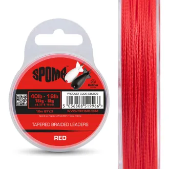 Spomb Tapered Braided Leaders Red 40-18 lb