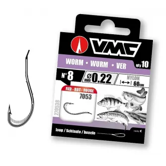 VMC 7053 Worm Black Nickel 60 cm Nylon 0,22 mm 10 Stück - Gr. 8