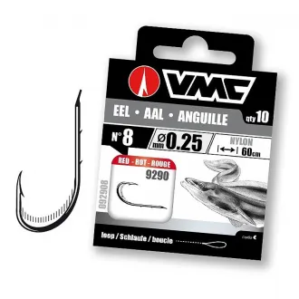 VMC 9290 Eel Red 60 cm Nylon 0,35 mm 10 Stück - Gr. 4