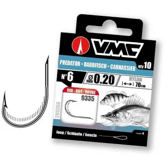 VMC 9335 Predator Red 70 cm Nylon 0,20 mm 10 Stück - Gr. 6