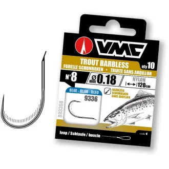 VMC 9336 Trout Barbless Blau 120 cm Nylon 0,18 mm 10 Stück - Gr. 8